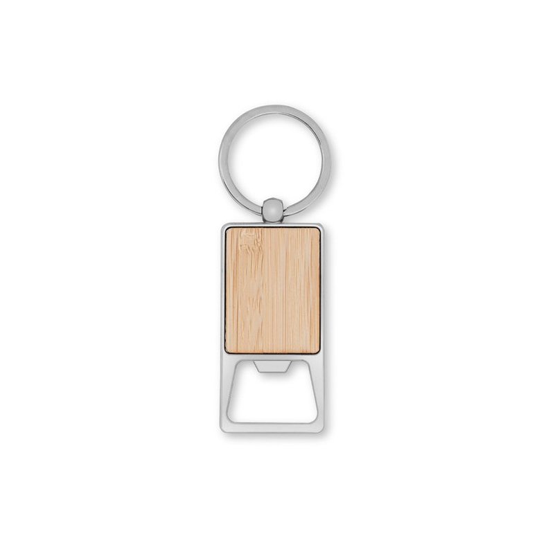 Llavero Sylvester destapador rectangular. Bambú y metal - imagen 2