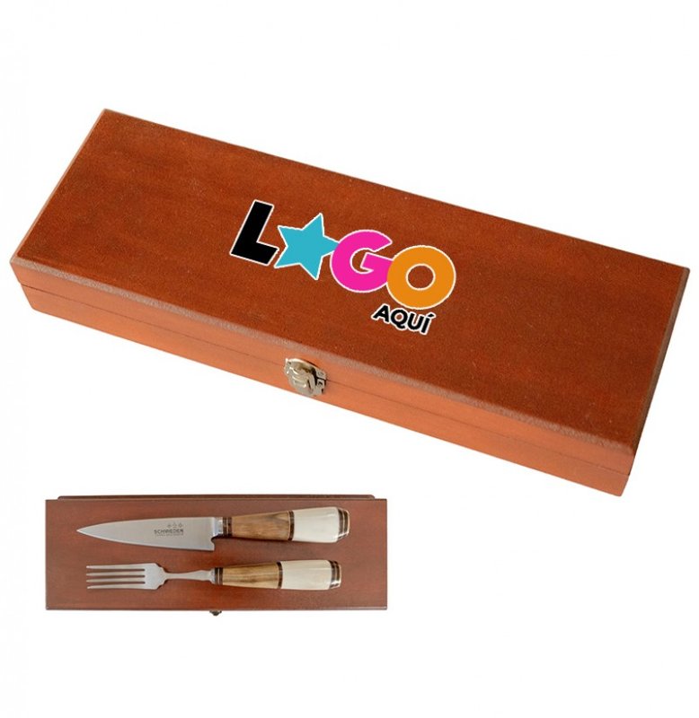 Set cuchillo tenedor criollo, caja madera. - imagen 2
