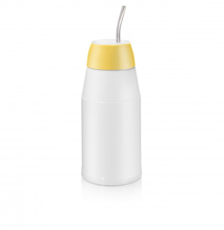 Termo mate, mate listo, blanco aro amarillo - imagen 2