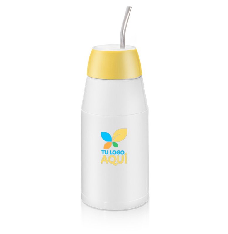 Termo mate, mate listo, blanco aro azul claro - imagen 2