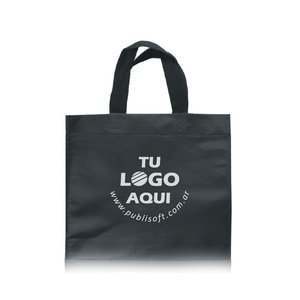 Eco bolsa, 30x30x10 cm, negro laminado con manijas negras