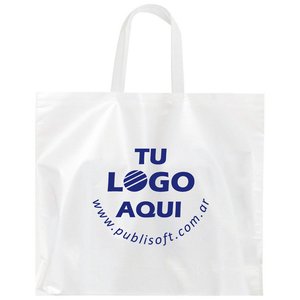 Eco bolsa, 45x40x10 cm, blanco perlado con manijas blancas