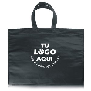 Eco bolsa, 45x40x10 cm, negro laminado manijas negras