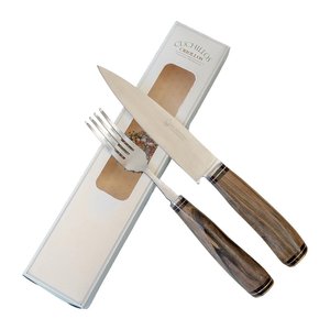 Set cuchillo tenedor campero, caja cartón.